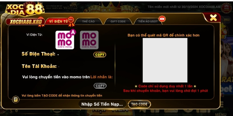 Hướng dẫn nạp tiền chi tiết